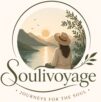 "Soulivoyage logo featuring a peaceful traveler overlooking mountains and water with the tagline 'Journeys for the Soul,' representing mindful travel, wellness, and meaningful adventures